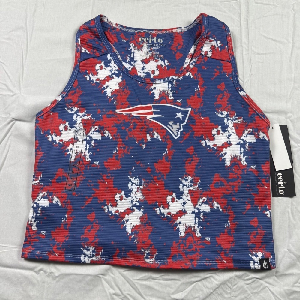 Certo Women Tank Top XL Patriotic Print Ribbed NFL New England Patriots Inspired